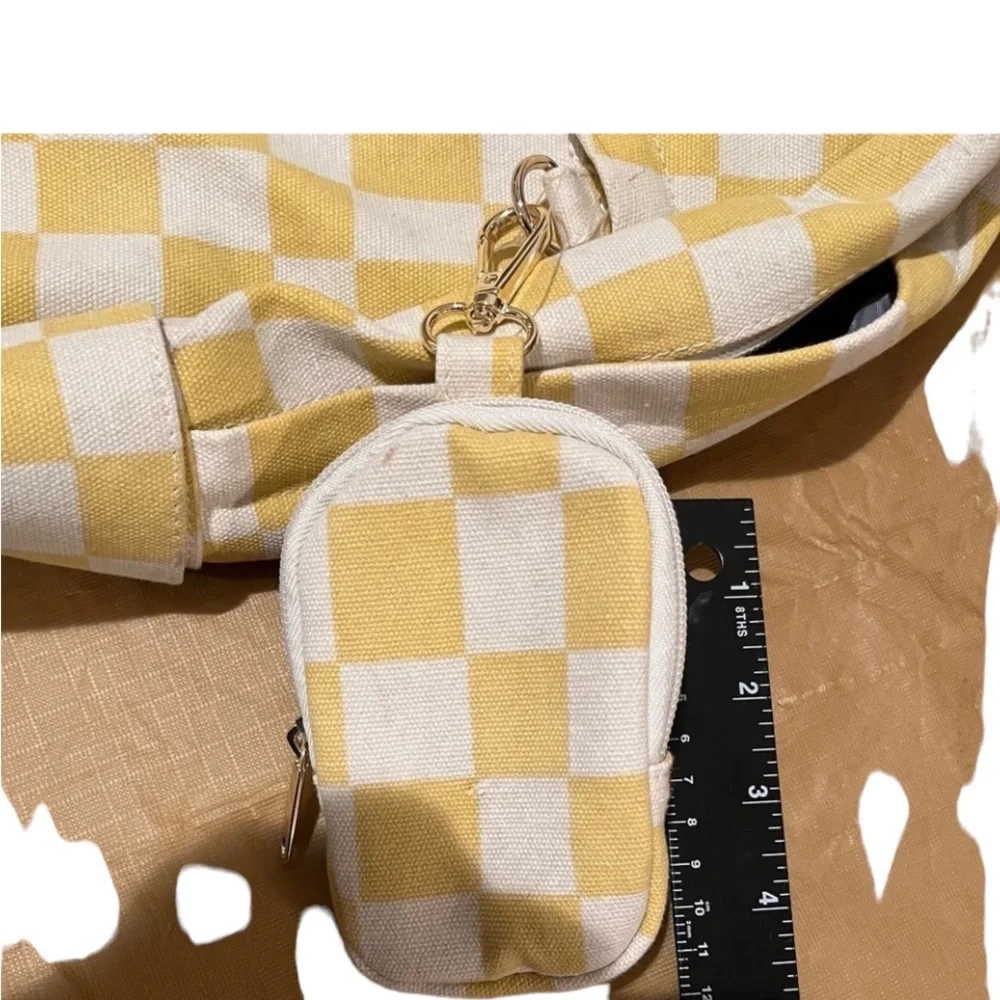 Wild Fable yellow & White check adjustable backpack with EarPods case
